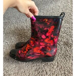 Floral Rain Boots Womens Size 37 Rubber‎ Pull On Waterproof Colorful